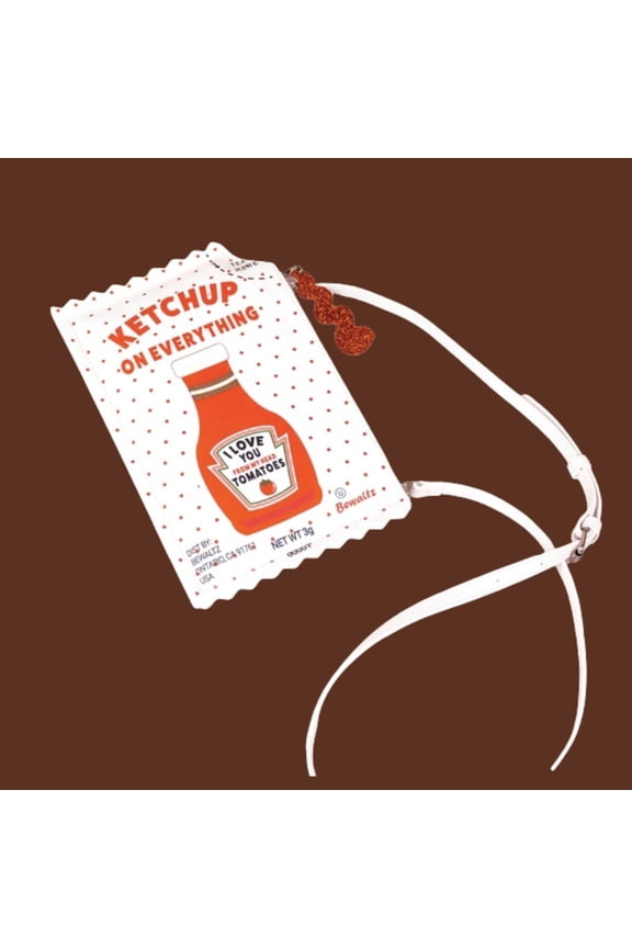 Ketchup Sauce Packet Crossbody Bag for Women Novelty Food Inspired PU Leather Cute Purse, Trendy Statement Handbag
