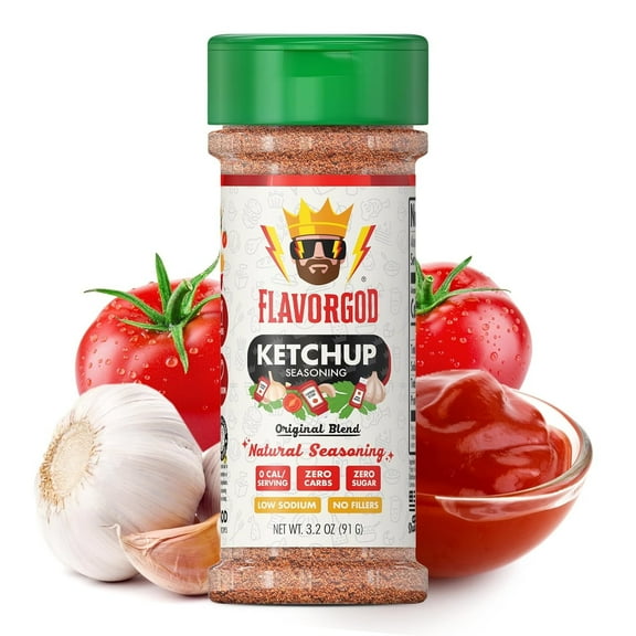 Ketchup Seasoning Mix by Flavor God - Premium All Natural & Healthy Spice Blend for Grilling Chicken, Beef, Seafood, Vegetables, Salad, Tacos, Pizza, & Pasta - Kosher, Gluten-Free, Dairy-Free, Vegan,