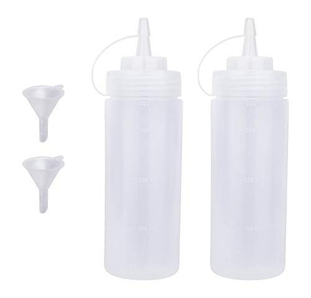Squeeze Bottles for Sauces 2 Pack, Katfort 12 Ounce Plastic Dressing