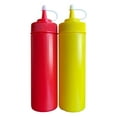 12Ounce Ketchup and Mustard Squeeze Bottle Set with Caps for BBQ and Picnics
