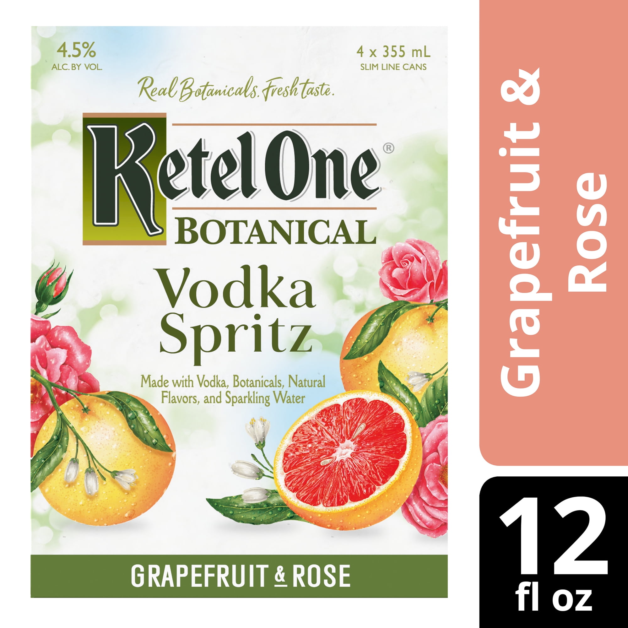 Ketel One Botanical Vodka Spritz Grapefruit & Rose, 4Pack (4 x 12 fl
