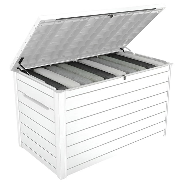 Keter 230Gallon Deck Box, White Resin Outdoor Waterproof Storage