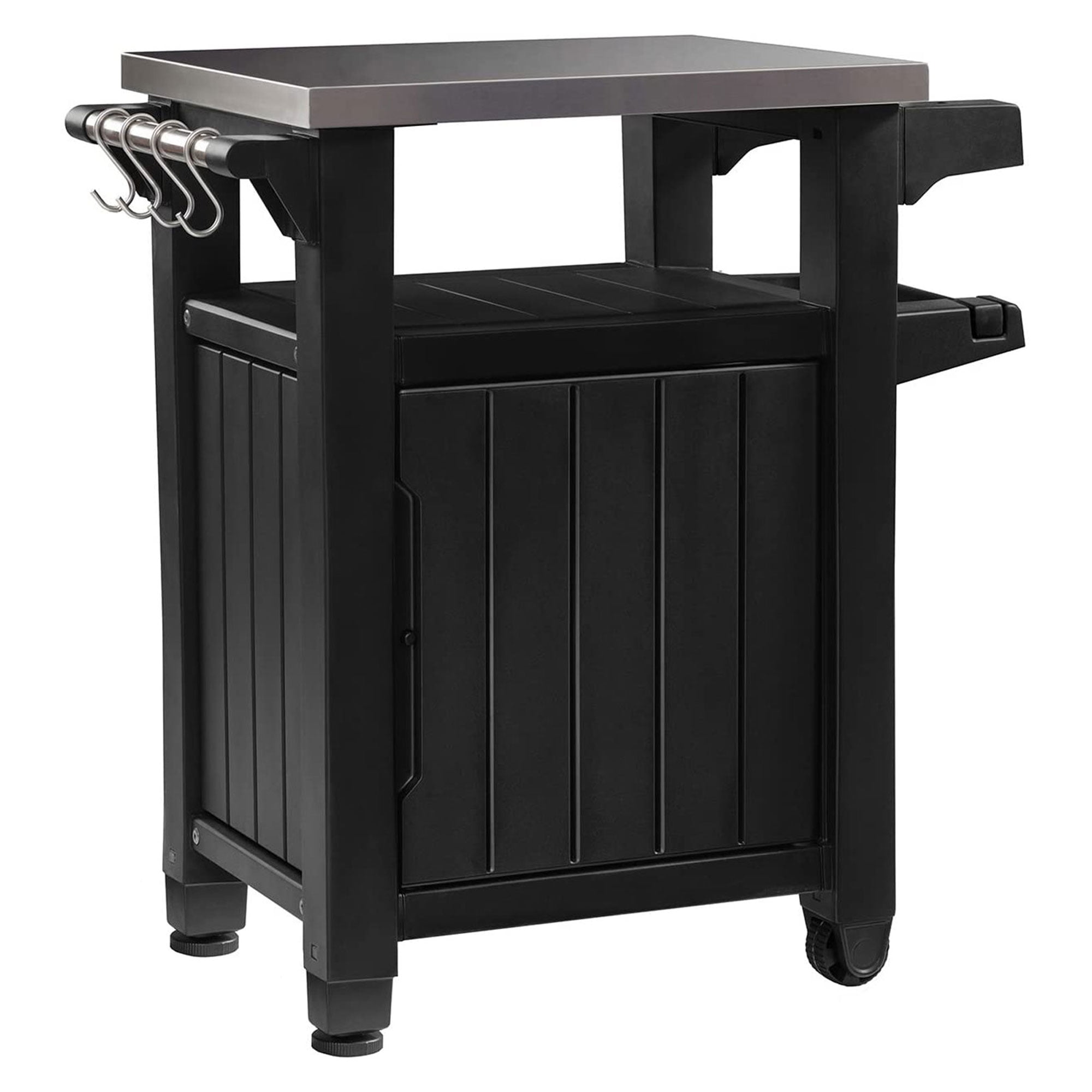 Gray Stainless Steel 35" Outdoor Bar Table with Storage