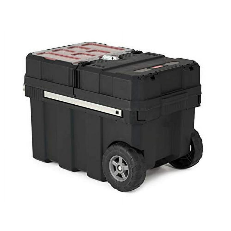 Keter masterloader resin rolling tool box with locking sale system and removable bins