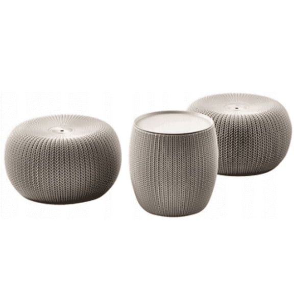Keter 3-Piece Resin Cozy Urban Knit Indoor Outdoor Set- Beige