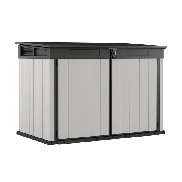 Keter 6.25 x 3.58 ft. Premier Jumbo Horizontal Plastic, Metal, Wood and Resin Storage Shed, Gray