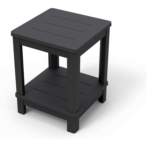 Keter Adirondack Deluxe Patio Side Table with Two Tiers and Easy Assembly - Perfect for Outdoor Fire Pit Seating, Graphite
