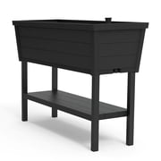Keter Alfresco Garden Bed 44" x 18" x 33" Durable Wood-Look Raised Garden Bed with Self-Watering and Drainage System Kit, Gray
