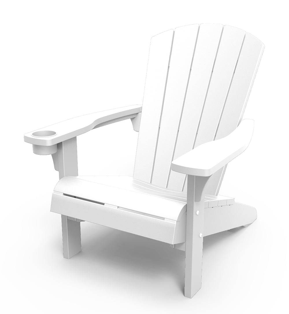 Keter Alpine Adirondack Resin Outdoor Furniture Chairs with Cup Holder Perfect for Patio Seating