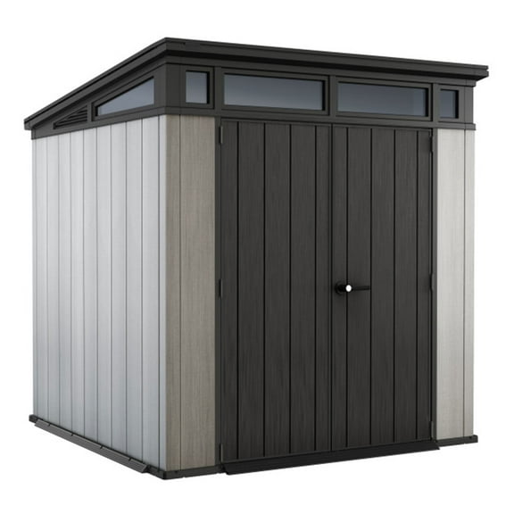 Keter Artisan 7 x 7’ Outdoor Shed for Garden Accessories and Tools, Gray