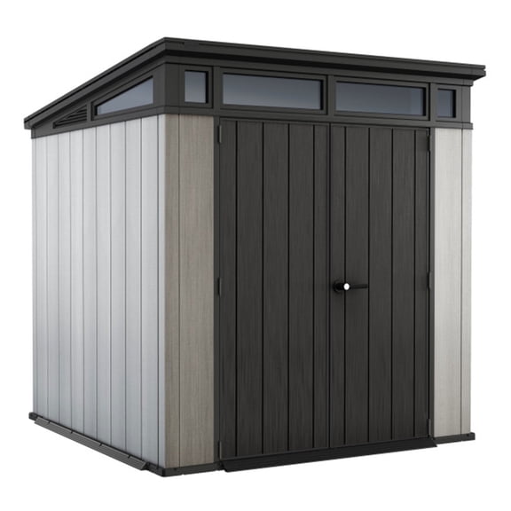 Keter Artisan 7 x 7’ Outdoor Shed for Garden Accessories and Tools, Gray
