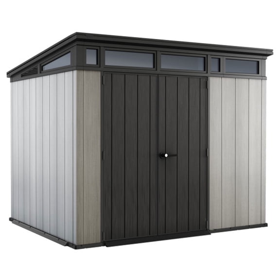 Keter Artisan 9x7 Foot Large Outdoor Shed & Floor w/Modern Design, Grey