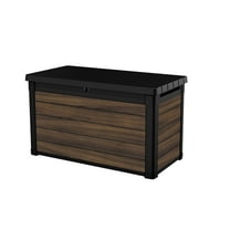 Keter Rosewood 100 Gallon Resin Deck Box Organization and Storage for Patio Furniture Outdoor Cushions, Throw Pillows, Garden Tools and Pool Toys, Brown