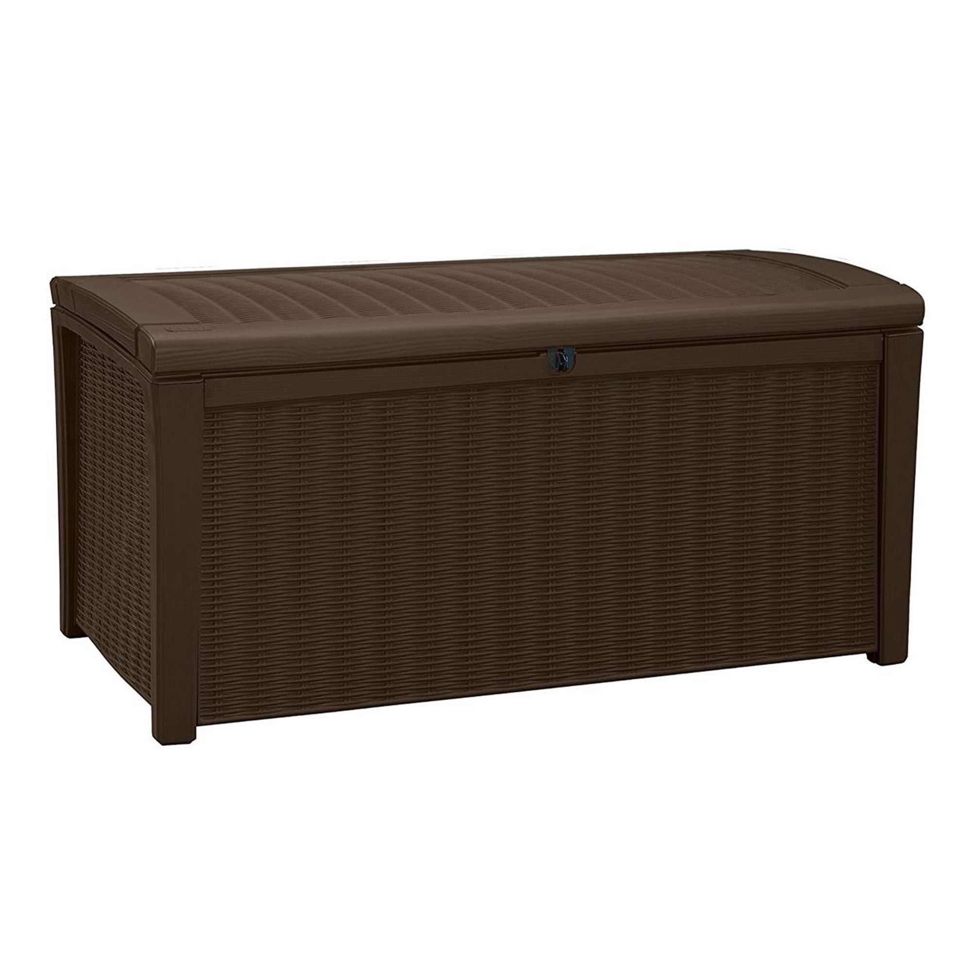 Keter Borneo 110 Gallon Brown Resin Rattan Wicker Storage Bench