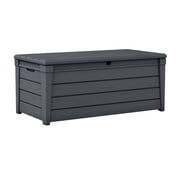 Keter Brightwood 120 Gallon Durable Resin Outdoor Deck Box Storage Organization, Anthracite Gray