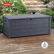 Keter Brightwood 120 Gallon Durable Resin Outdoor Deck Box Storage Organization, Anthracite Gray