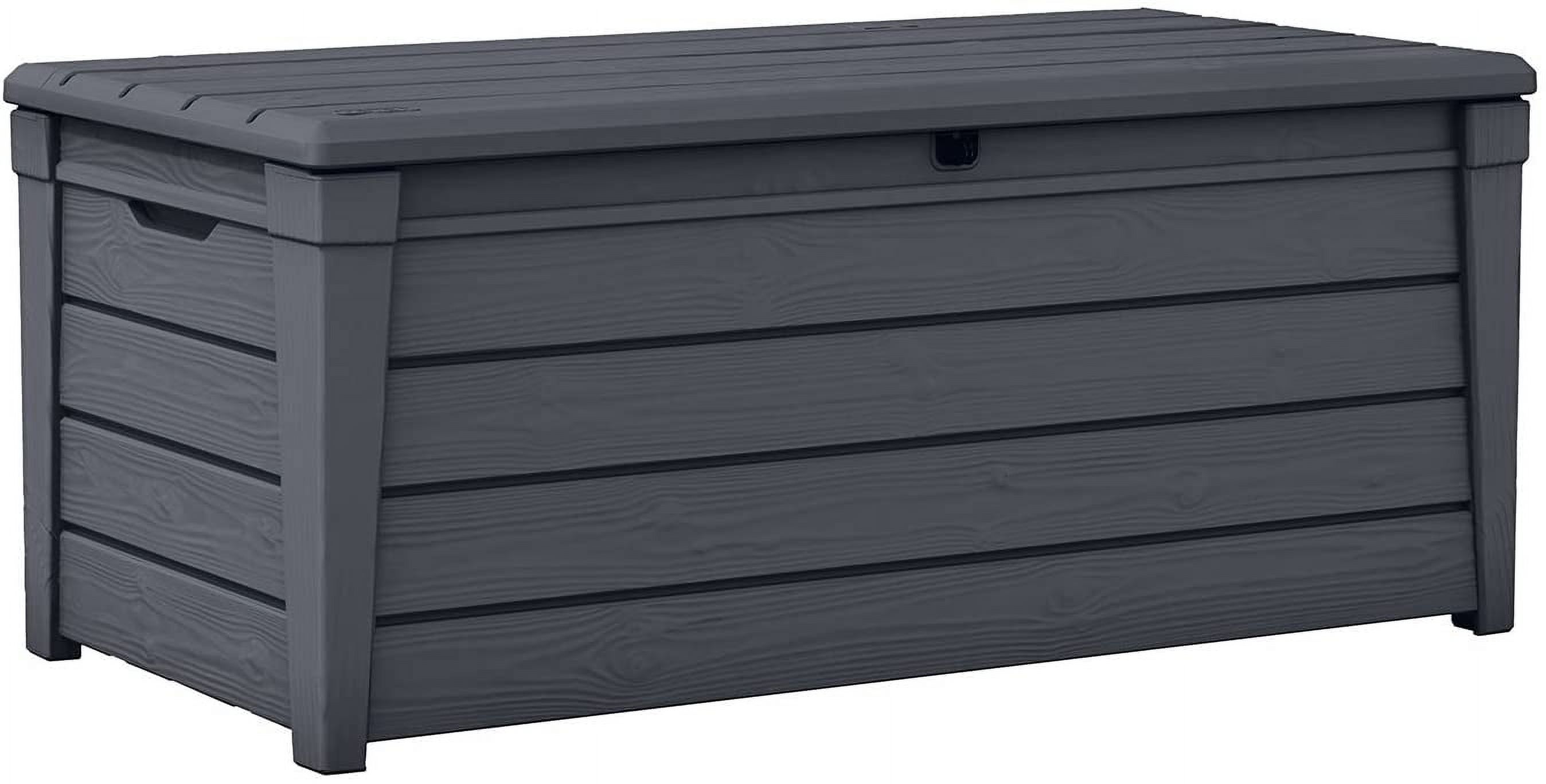 Keter Brightwood 120 Gallon Resin Large Deck Box for Patio Garden