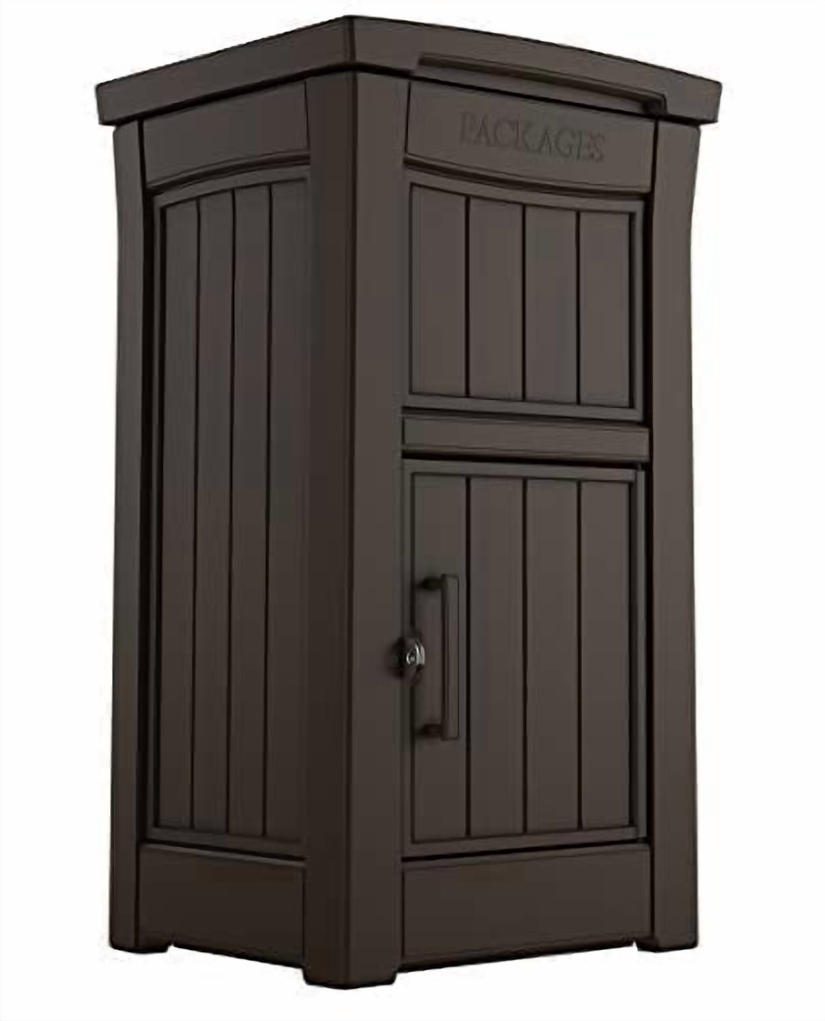 Keter Brown Package Delivery Box for Porch with Lockable Secure Storage Compartment