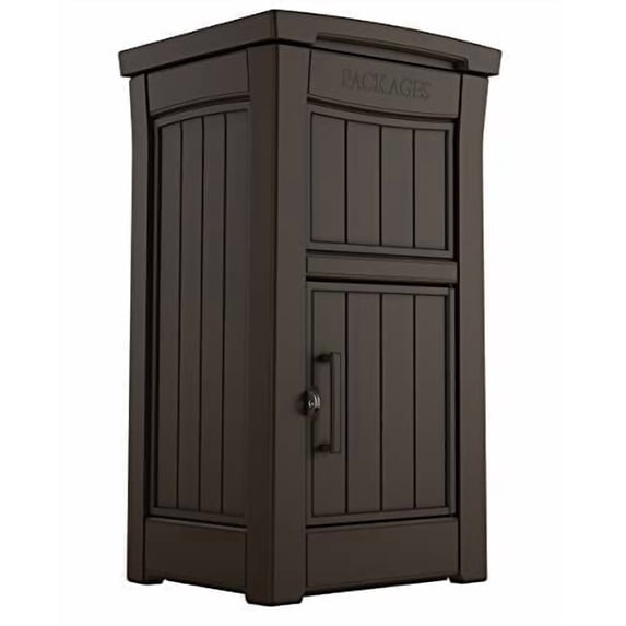 Keter Brown Package Delivery Box for Porch with Lockable Secure Storage Compartment