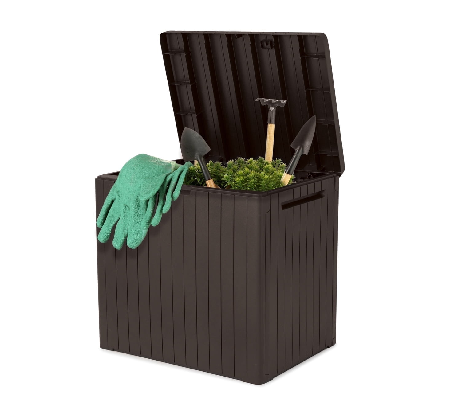 Keter City Box 30 Gallon Durable Resin Outdoor Deck Box Storage Organization, Brown