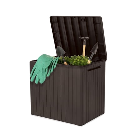 Keter City Box 30 Gallon Durable Resin Outdoor Deck Box Storage Organization, Brown