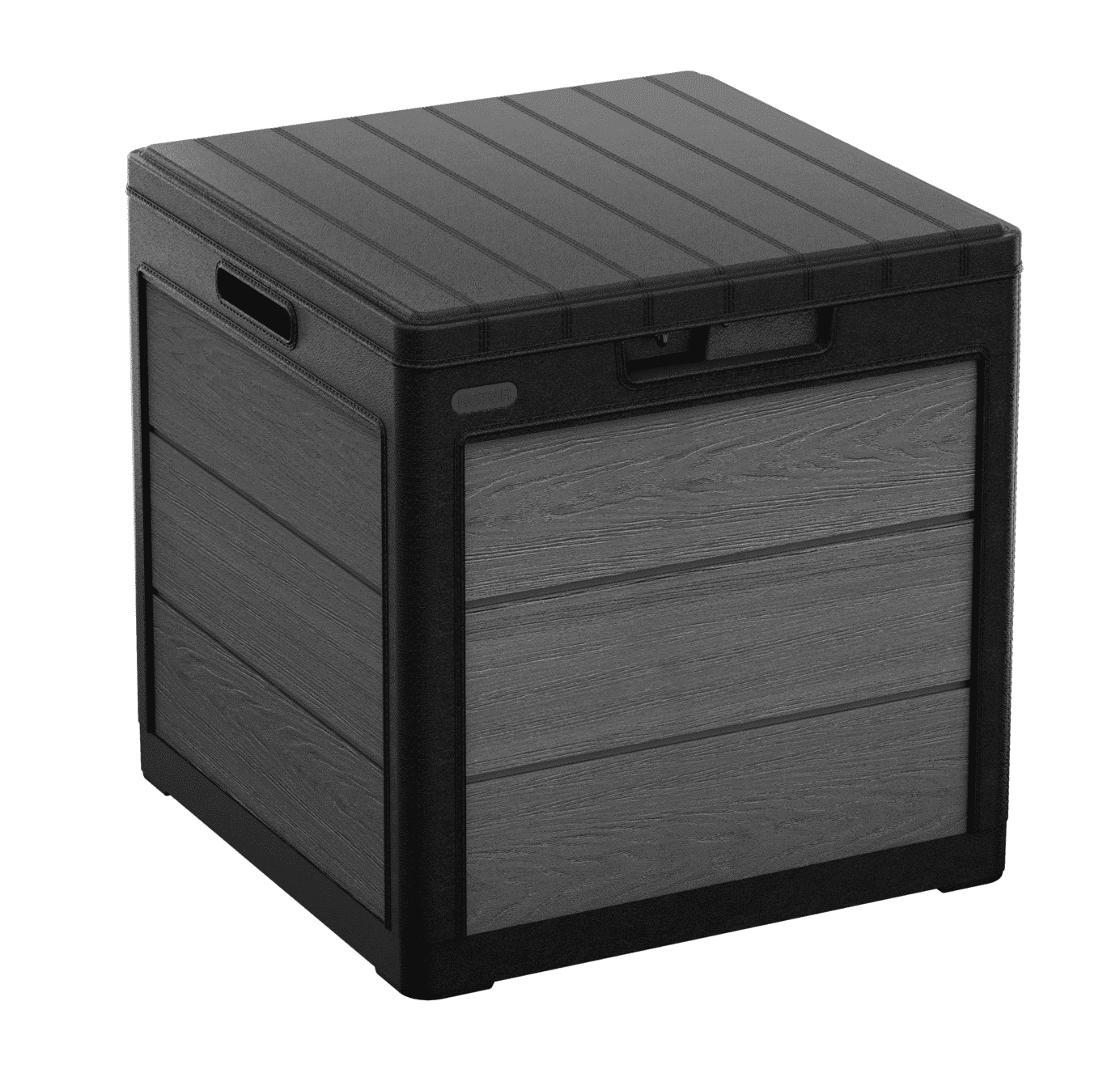 Keter Cortina 30 Gallon Resin Deck Box for Patio Furniture, Pool Accessories, and Storage for Outdoor Toys, Grey/Black