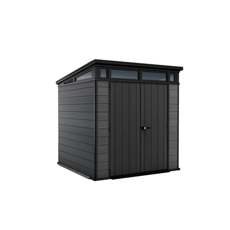 Keter Cortina 7x7 ft. Durable Resin Outdoor Storage Shed With Heavy Duty Floor and Locking Door, Grey