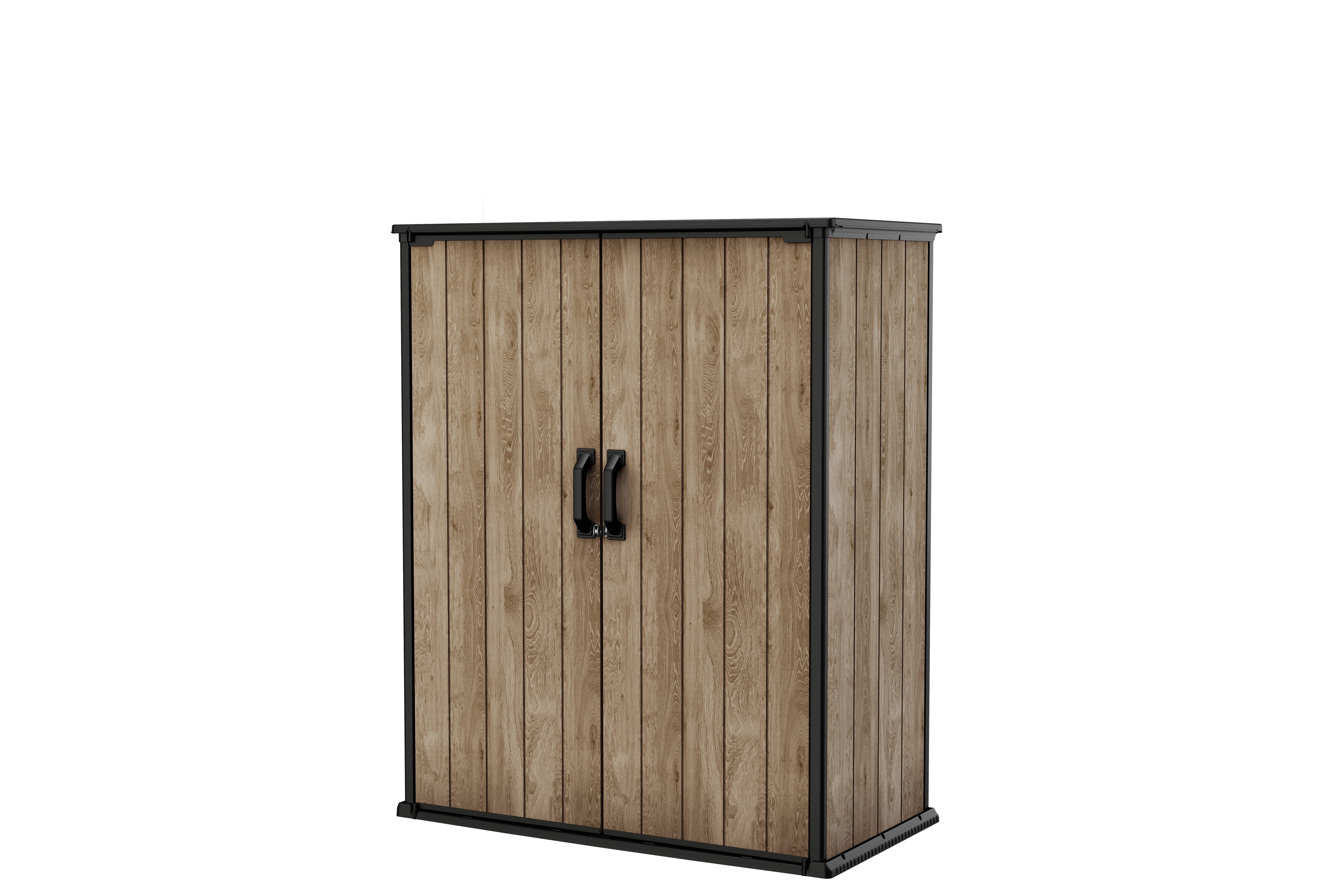 Keter Vertical 4x2 ft. Outdoor Storage Shed, Weatherproof Lockable Double Doors, Ashwood