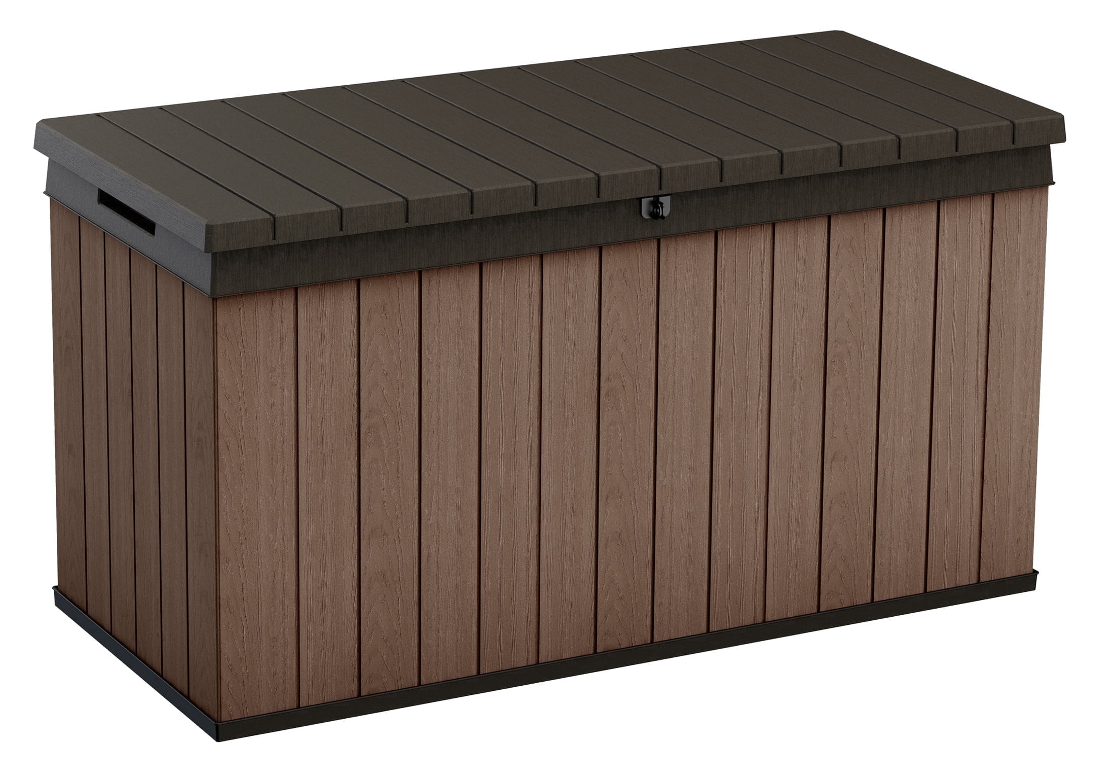 Keter Darwin 150 Gallon Resin Large Deck Box - Organization and Storage for Patio Furniture, Outdoor Cushions, Garden Tools and Pool Toys, Brown