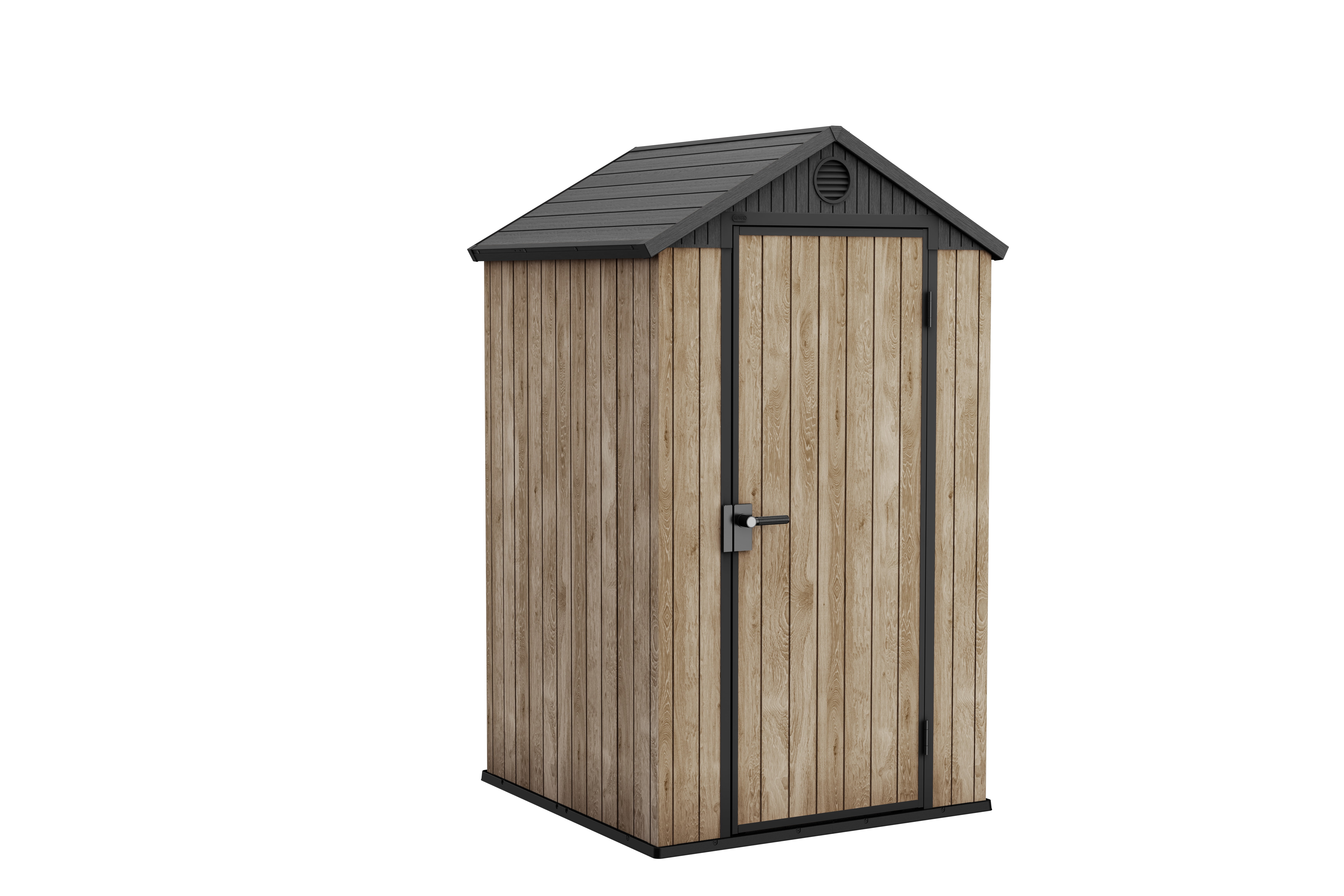 Keter Darwin 4x4 ft. Outdoor Storage Shed, Weatherproof Lockable Design, Ashwood