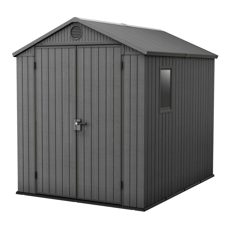 Keter Darwin 6x8 Foot Outdoor Garden Tool Storage Shed, Graphite