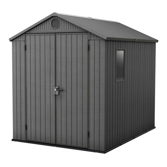 Keter Darwin 6 by 8 Foot Outdoor Garden Tool Storage Shed, Graphite Gray