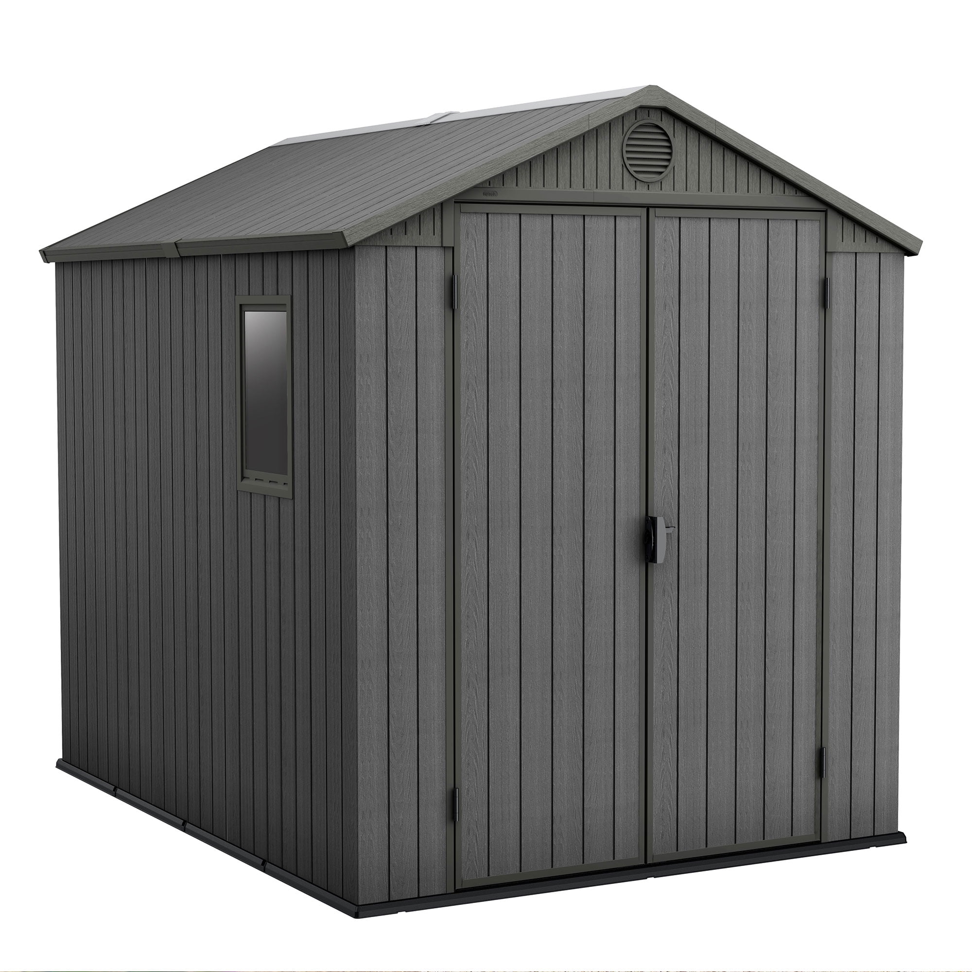Open Box Keter Darwin 6 by 8 Foot Outdoor Garden Tool Storage Shed, Graphite Gray