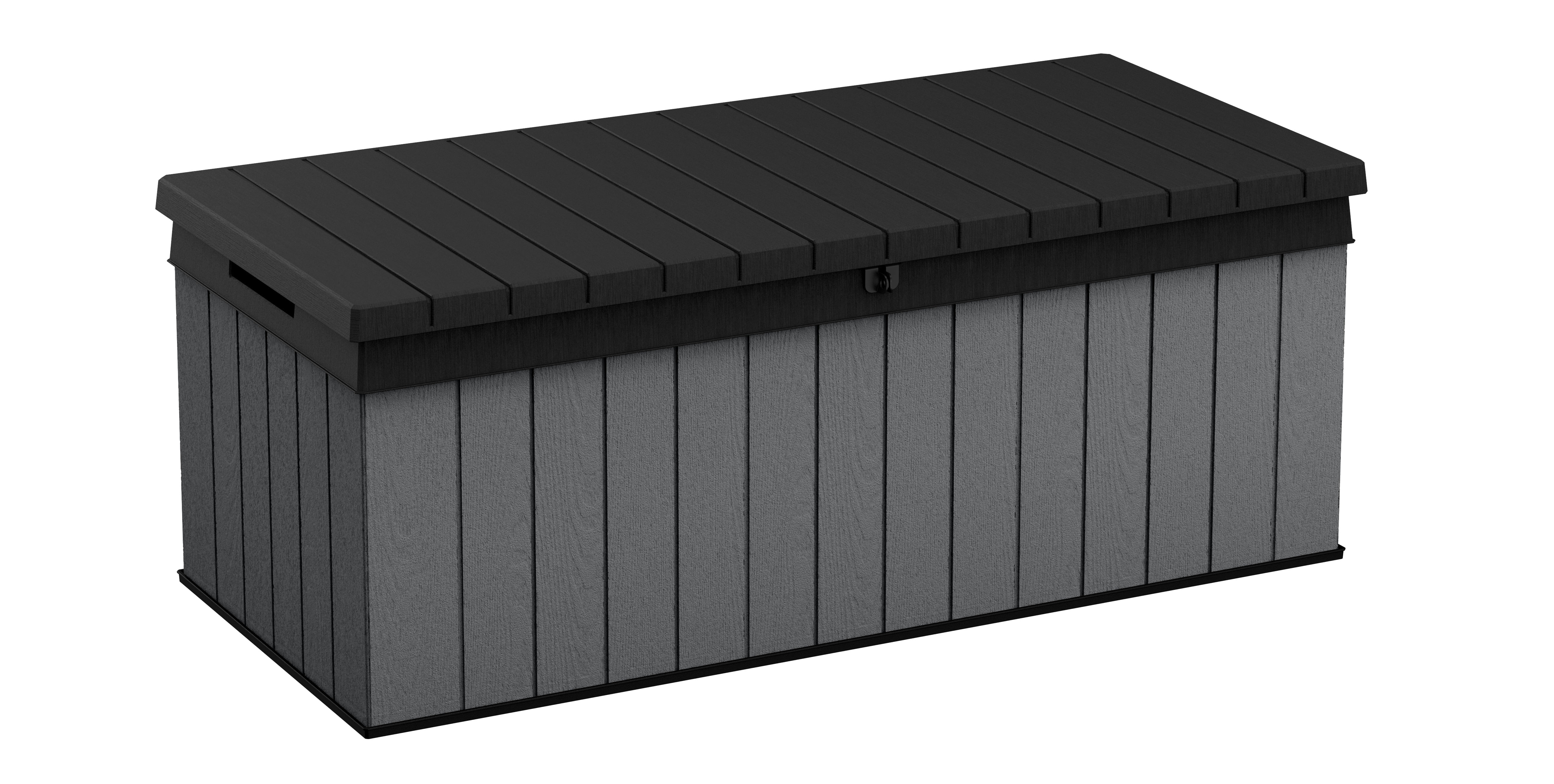 Large Gray and Black Lockable Plastic Deck Box