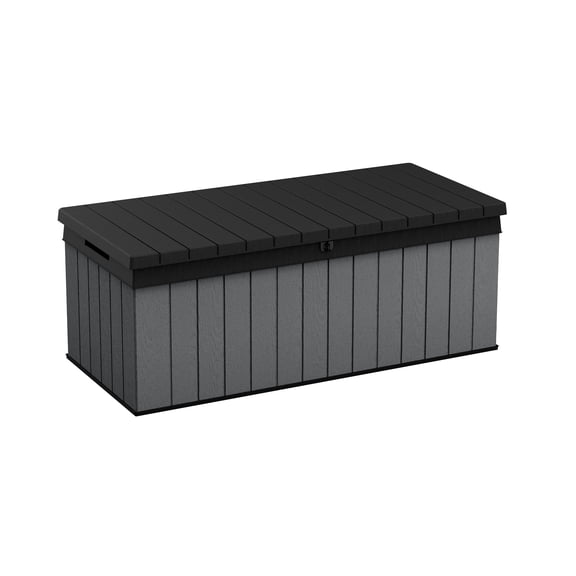 Keter Darwin 100 Gallon Large Resin Deck Box for Patio Outdoor Storage, Grey