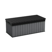 Keter Darwin 100 Gallon Large Resin Deck Box for Patio Outdoor Storage, Grey