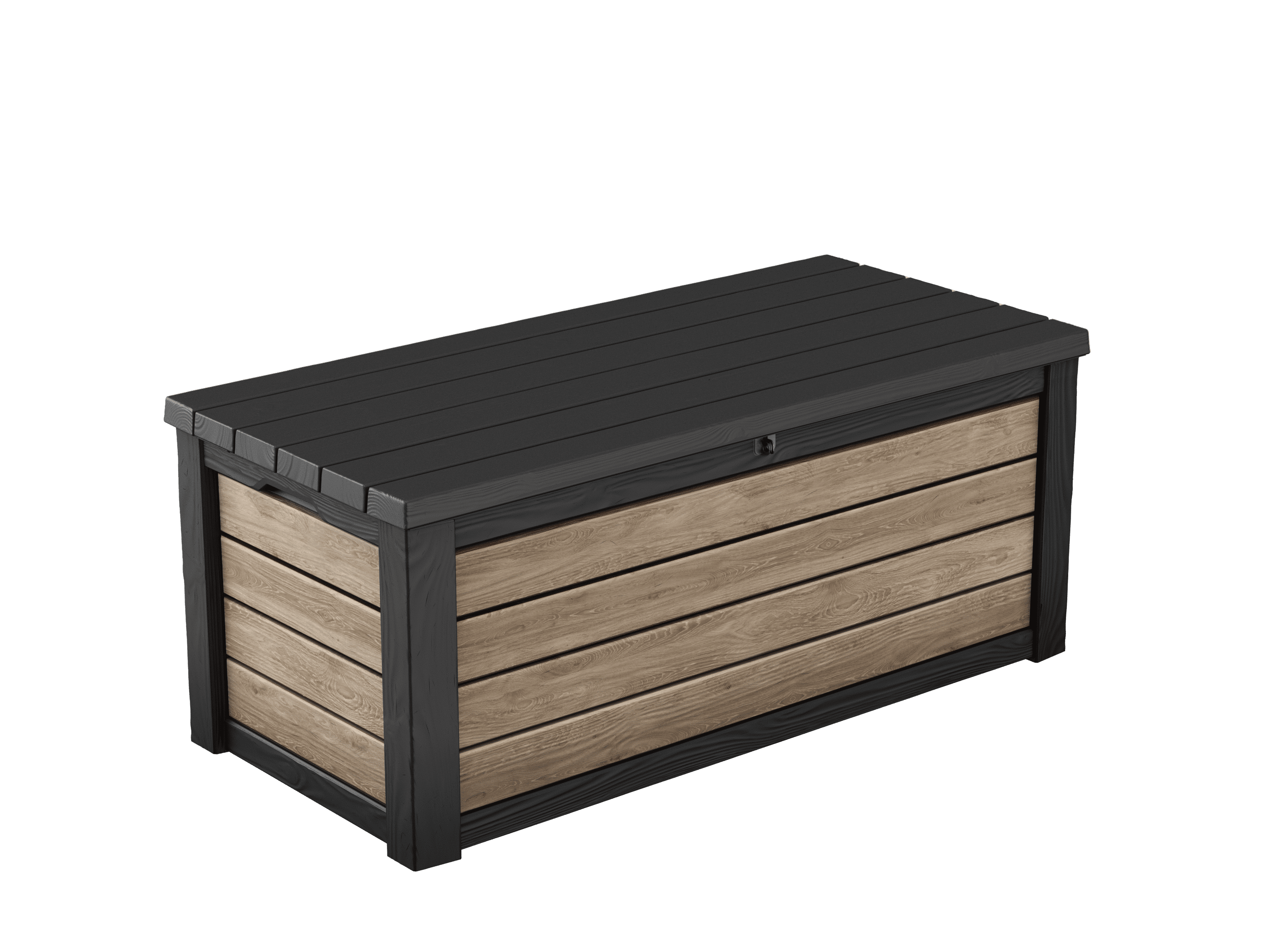 Keter Eastwood 150 Gallon Durable Resin Outdoor Deck Box Storage Organization, Ashwood