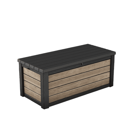 Keter Eastwood 150 Gallon Durable Resin Outdoor Deck Box Storage Organization, Ashwood
