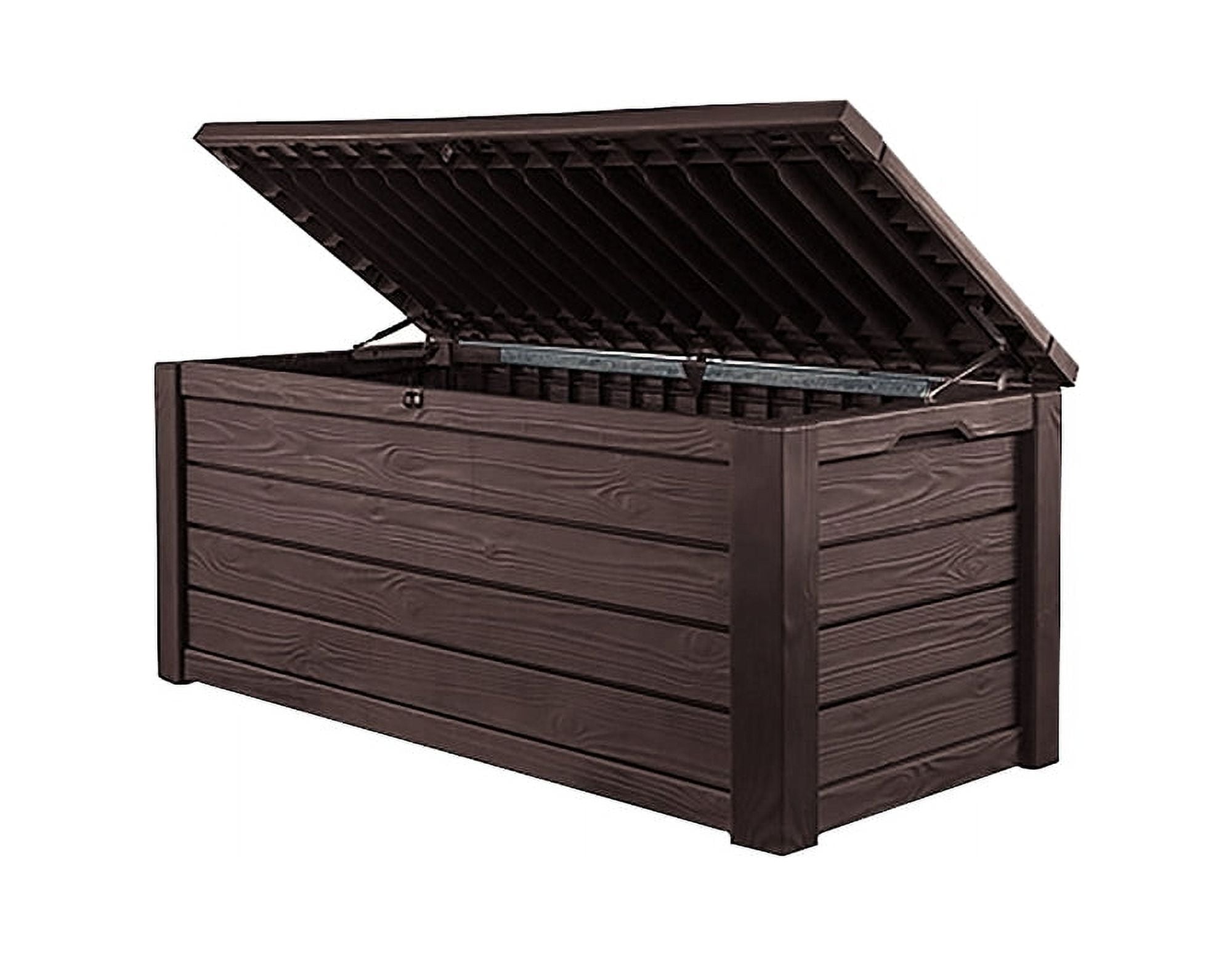Walmart sales :  Walmart Black Friday Deals 2025 Keter Eastwood 150 Gallon Resin Deck Box, Comfy Seated Storage for Pool & Patio, Brown