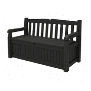 Keter Eden Outdoor 70 Gallon Weatherproof Resin Bench Storage Deck Box for Patio, Grey