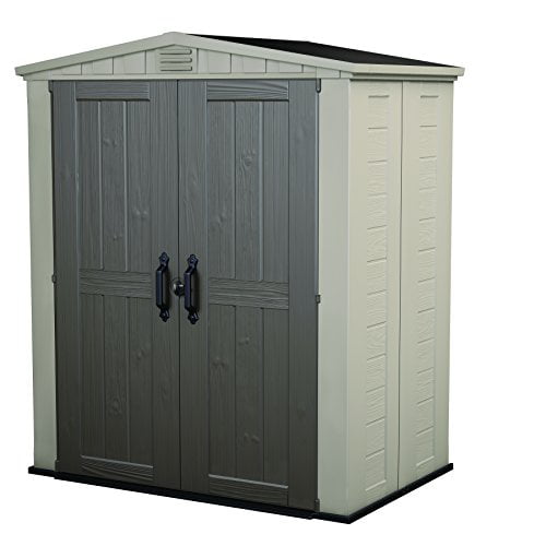 Keter Factor 6x3 Outdoor Storage Shed Kit-Perfect to Store Patio Furniture, Garden Tools Bike Accessories, Beach and Push Lawn Mower, Taupe & Brown - Walmart.com