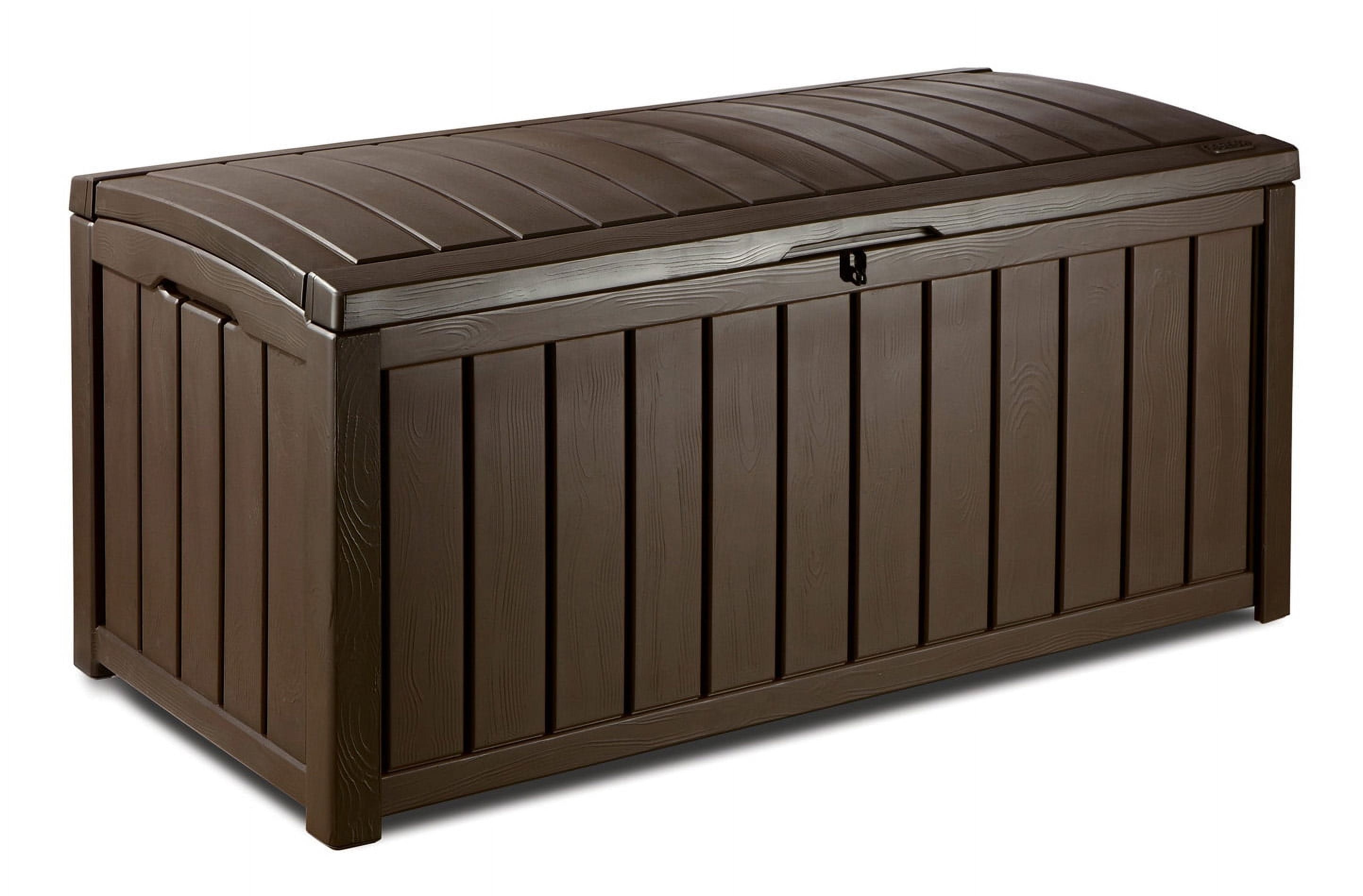 Keter Glenwood 101 Gallon Durable Resin Outdoor Deck Box Storage Organization, Brown