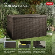 Keter Java 230 Gallon XL Durable Resin Outdoor Deck Box Storage Organization, Wicker Espresso Brown