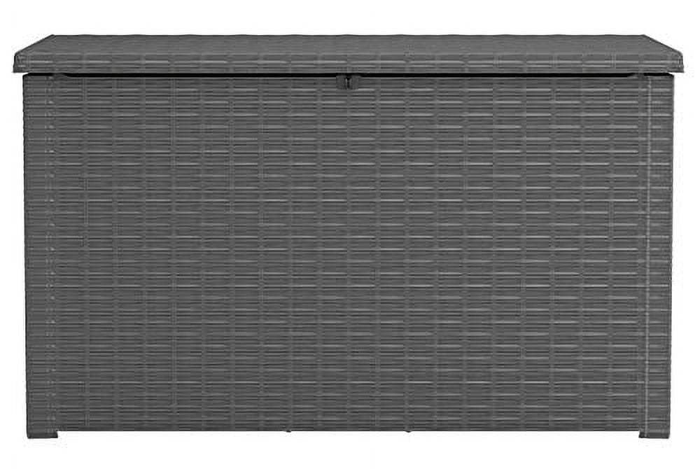 Gray Resin Wicker Lockable Outdoor Storage Deck Box