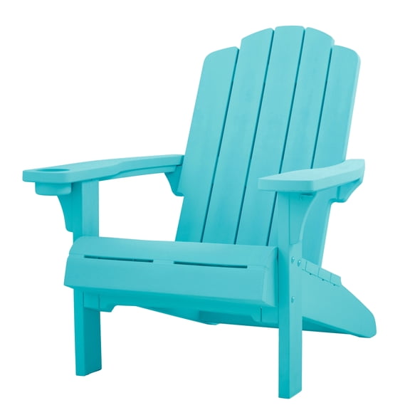 Keter Kiawah Adirondack Resin All Weather Patio Fire Pit Chair with Cup Holder, Teal