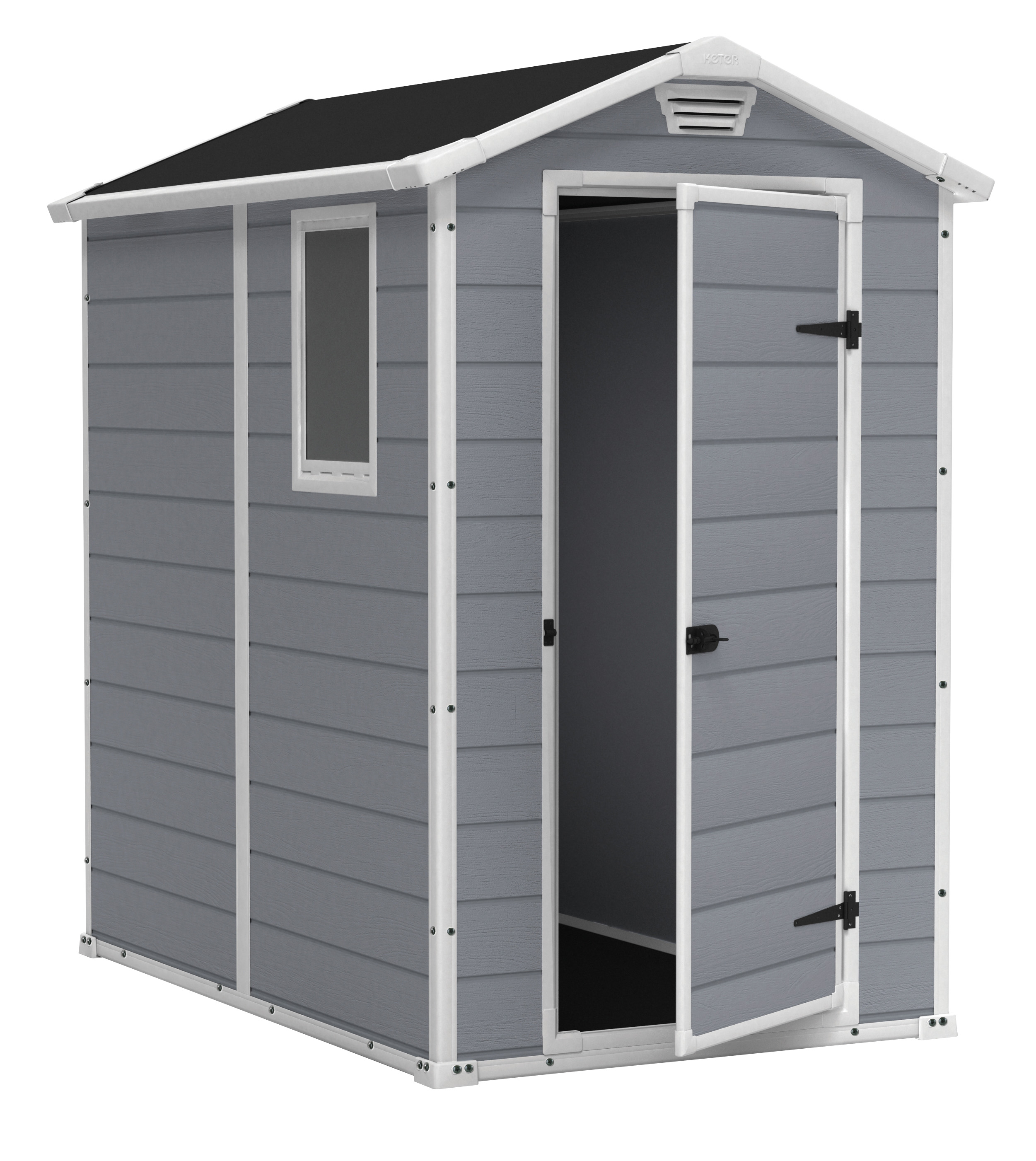 Keter Manor 4' x 6' Resin Storage Shed, All-Weather Plastic Outdoor Storage, Gray and White - image 1 of 10