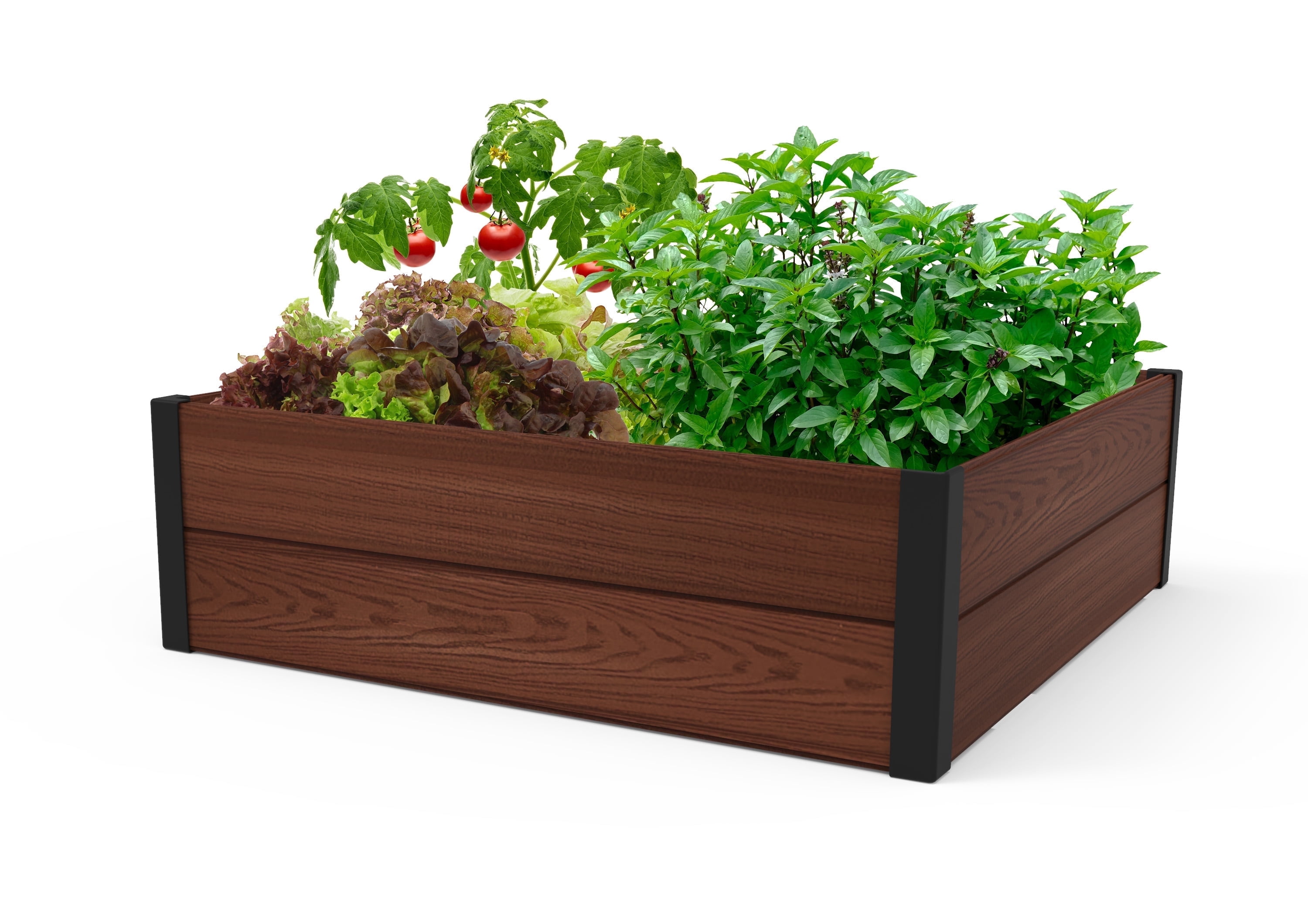 Keter 48" X 48" inches Maple Wood Look Garden Bed Durable Outdoor Planter, Brown