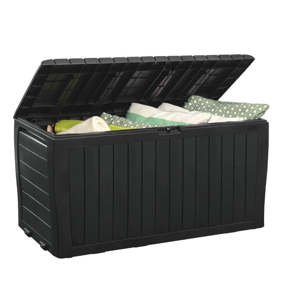 Graphite Lockable Resin Deck Box with 71-Gallon Capacity