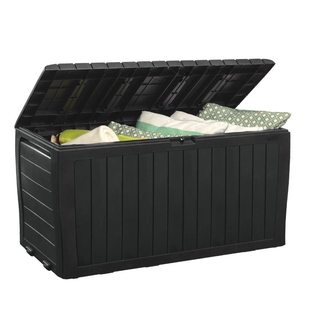 Graphite Lockable Resin Deck Box with 71-Gallon Capacity