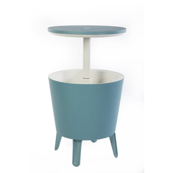 Keter Modern Cool Bar and Side Table Outdoor 2 in 1 Table and Bar Patio Furniture, Teal